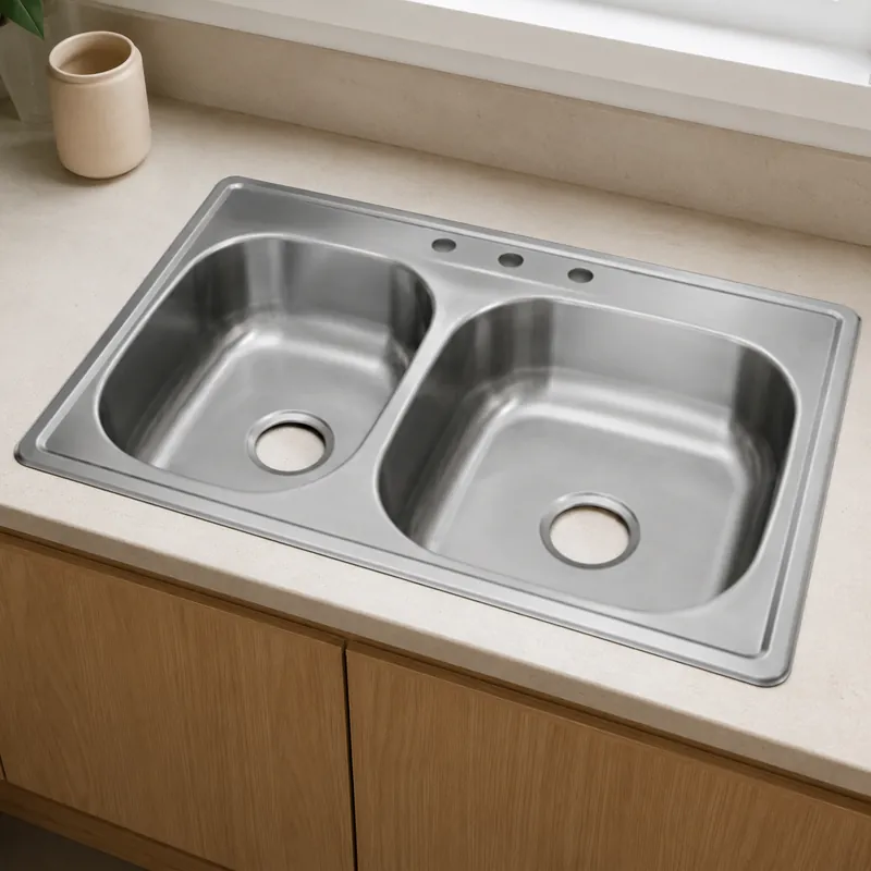 Fregadero Acero Inoxidable Doble 33x22x6 — vista 2