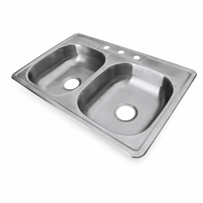 Fregadero Acero Inoxidable Doble 33x22x6