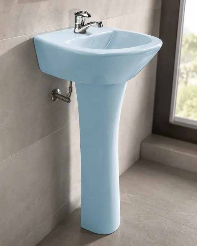 Lavamanos Con Pedestal Shelby Azul — vista 2