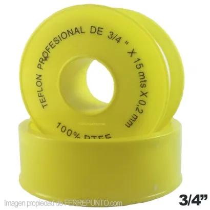 Teflon Amarillo De 3/4 X 0.75mm (Paq.10/1)