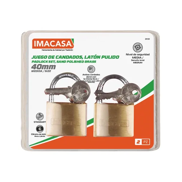 Juego De Candados Laton Pulido 40mm Blister Imacasa
