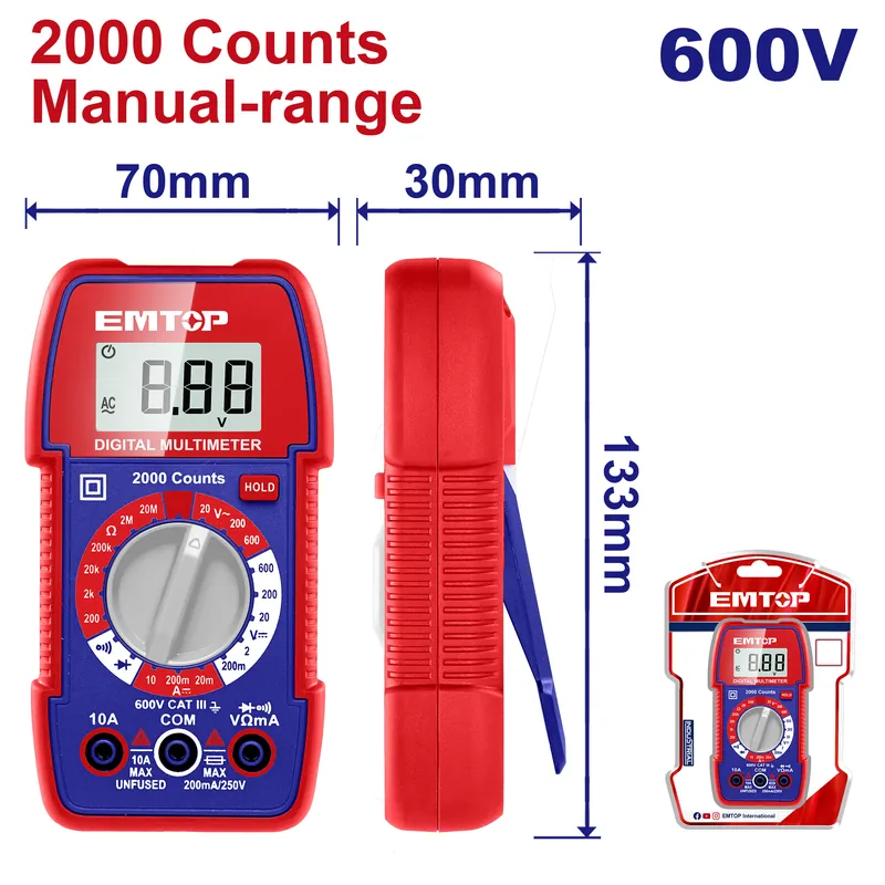 Multimetro Digital 200-600v (Tester) Emtop — vista 2