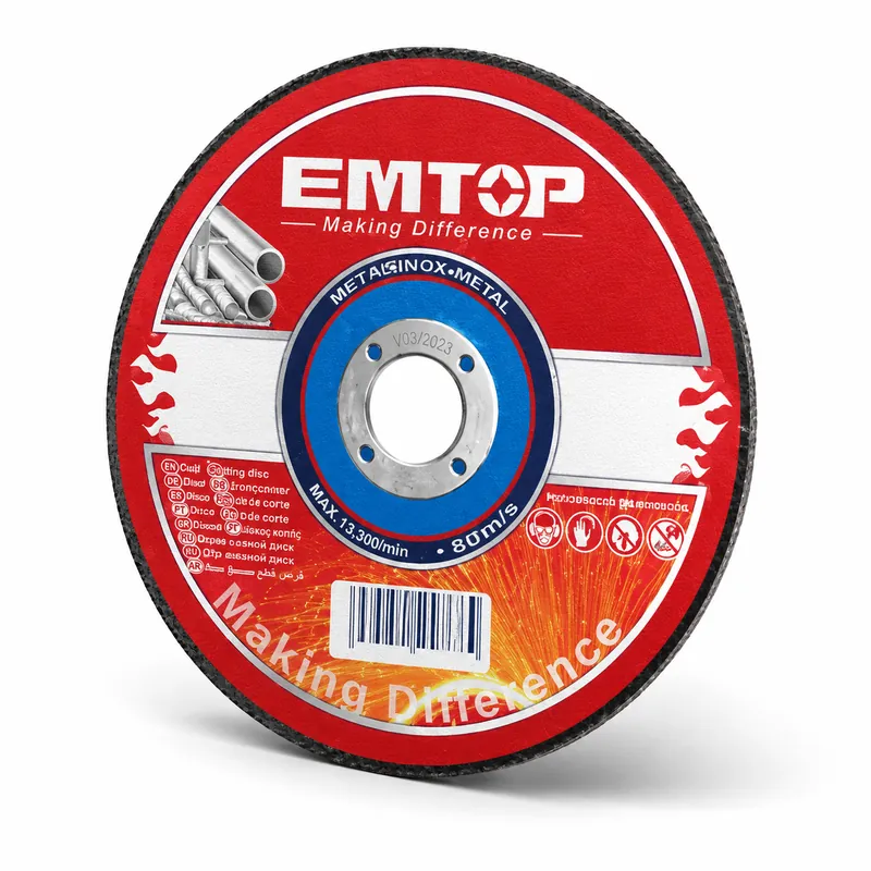 Disco Abrasivo Corte 115mm(4 1/2") X 1.2mm(3/64") X 22.2mm(7/8") C/Plano E Inox Emtop (Paq.de 25)