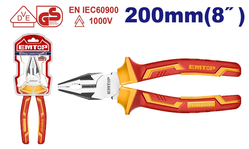 Alicate Aislado Elect 8 Pulgadas (200mm) Emtop (Caja De 6)