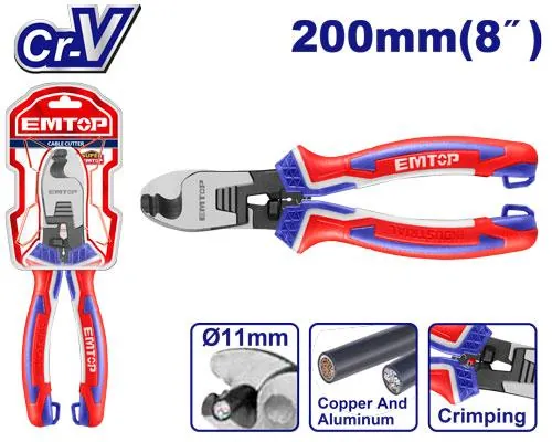 Alicate Corta Cable 8 Pulgadas (200mm) Emtop — vista 2