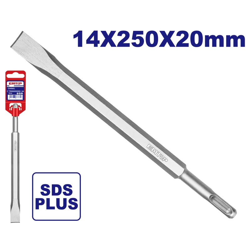 Cincel Plano Sds Plus 1-1/2x 10 (14 X 250 Mm) Emtop (Paq. De 10)