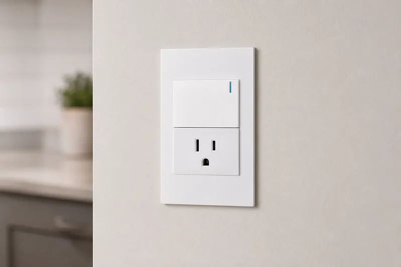 Toma Corriente + Interruptor Blanco 3/Via