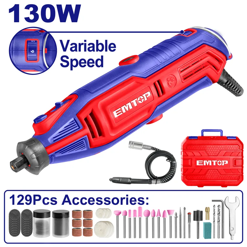 Moto Tool Profresional Emtop 130w 1/8 3/32 Incluye Accesorios — vista 2