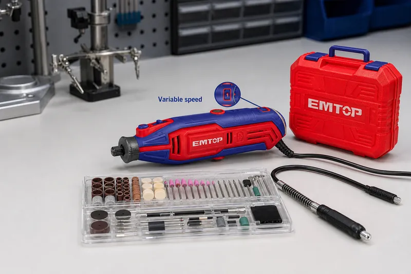 Moto Tool Profresional Emtop 130w 1/8 3/32 Incluye Accesorios