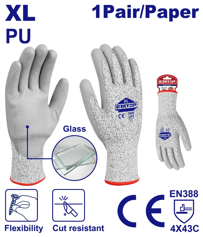 Guantes De Trabajo Anti-Corte Size Xl Emtop (Paq.12/1) — vista 2